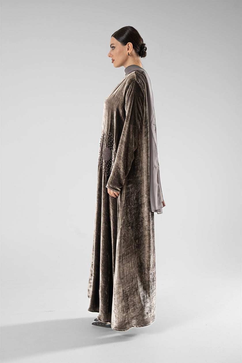 No.129 Velvet Embroidered Grey