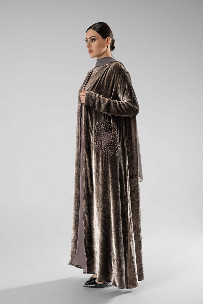 No.129 Velvet Embroidered Grey