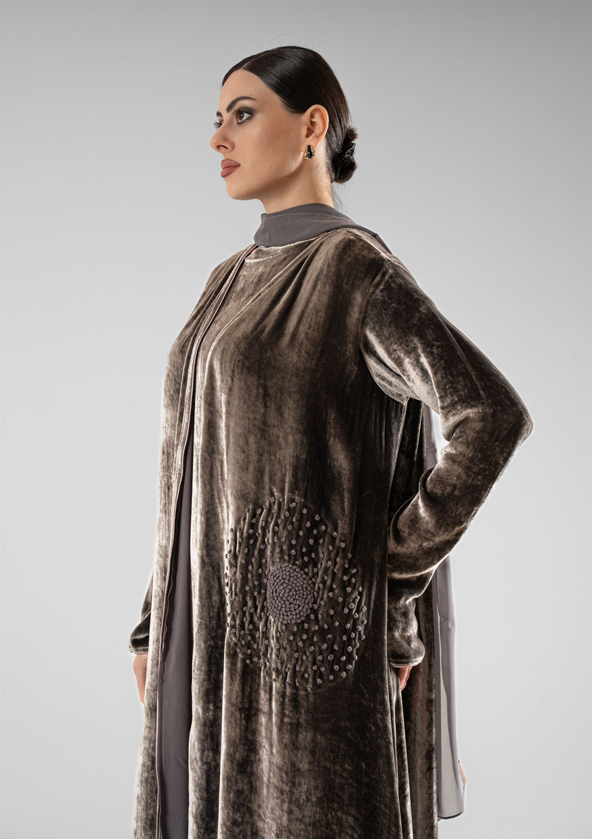 No.129 Velvet Embroidered Grey