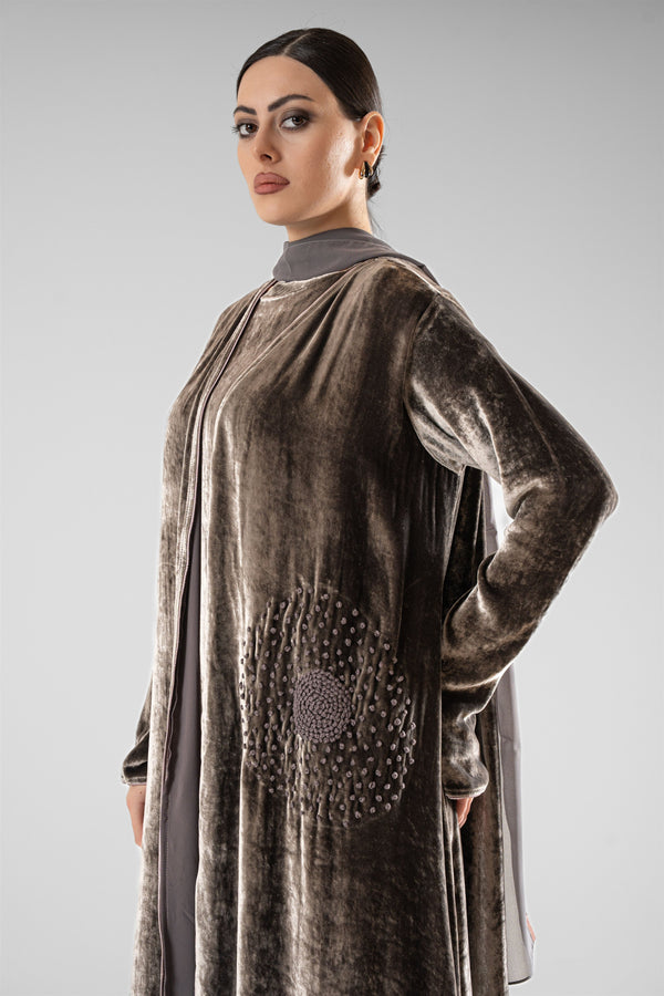 No.129 Velvet Embroidered Grey