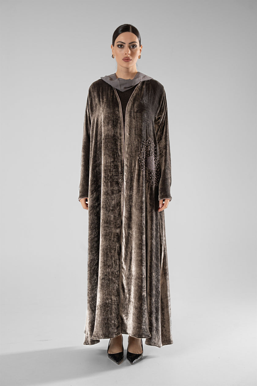 No.129 Velvet Embroidered Grey