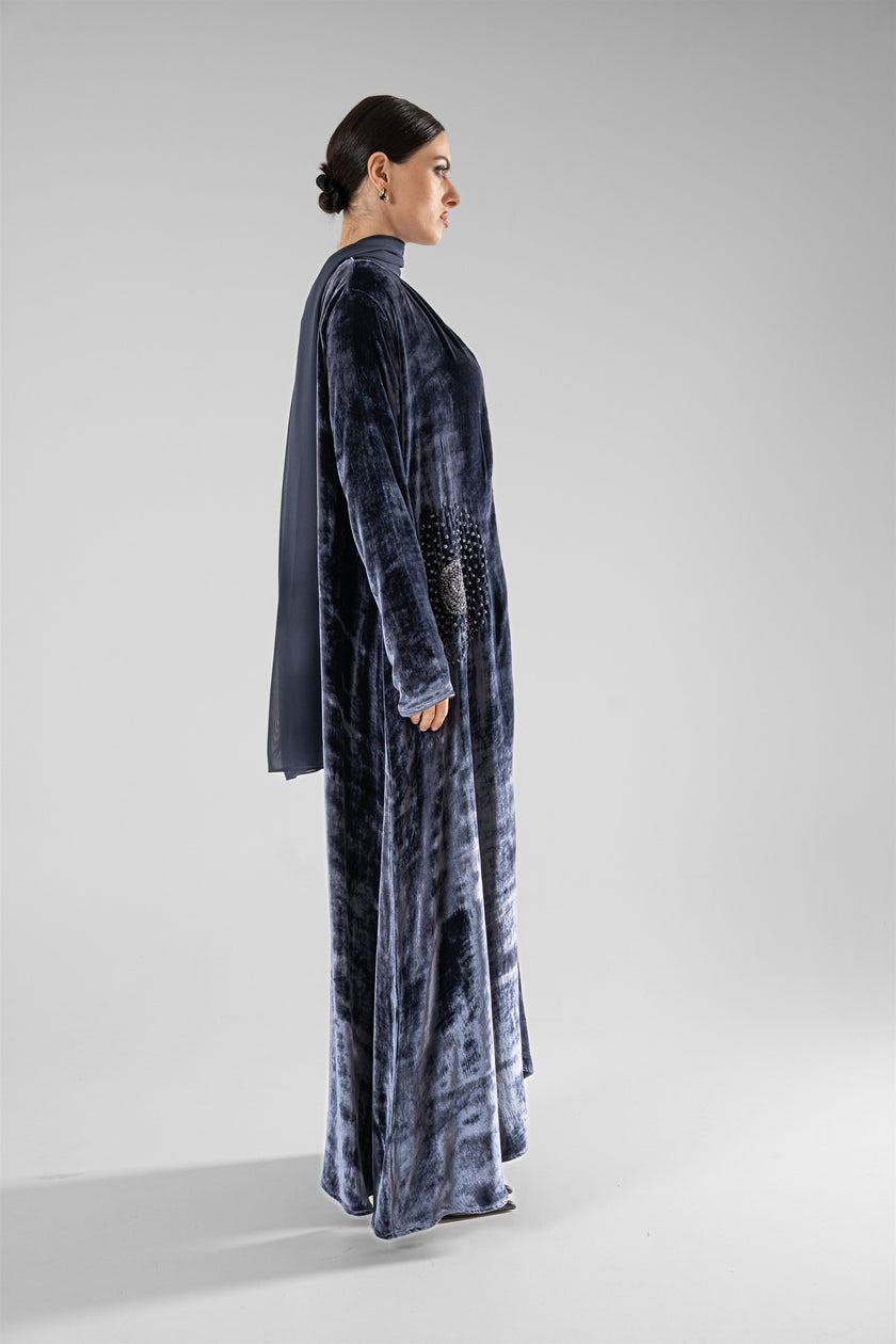 No.129 Velvet Embroidered Navy