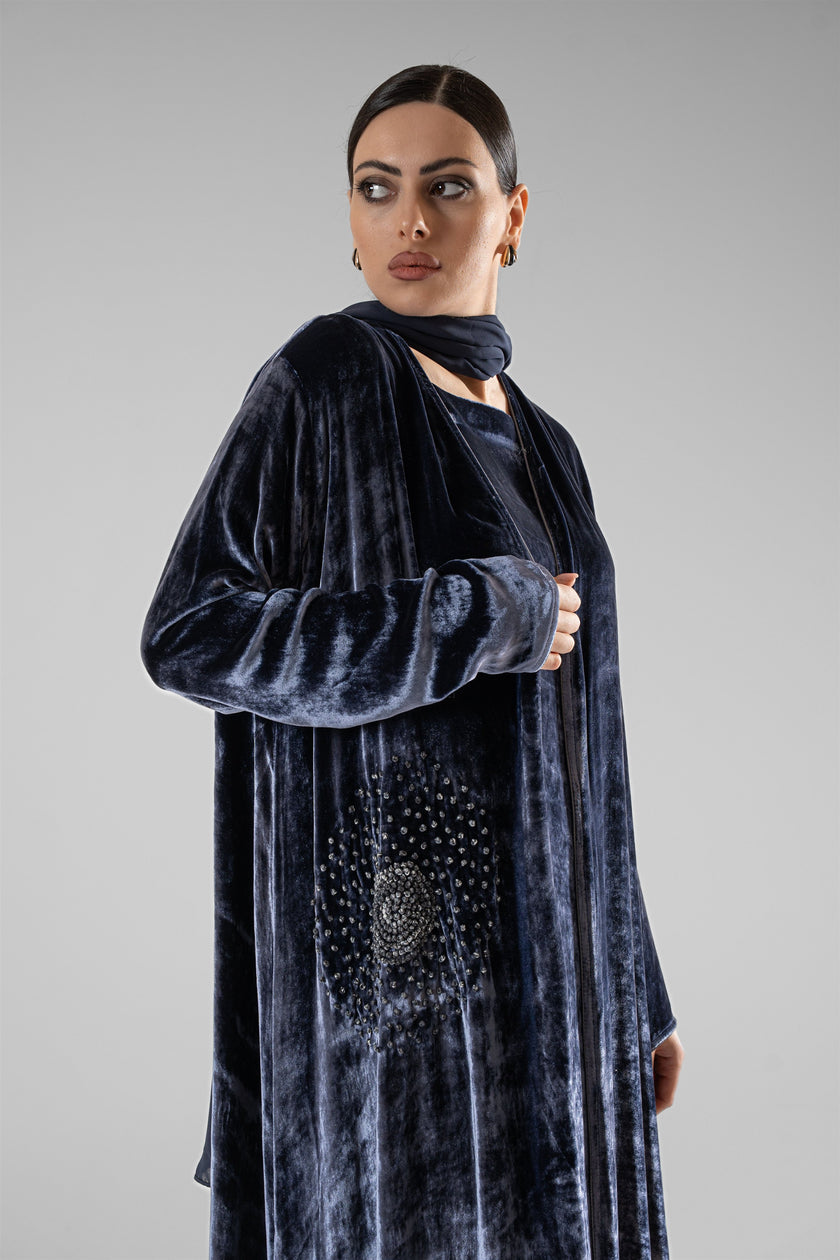 No.129 Velvet Embroidered Navy