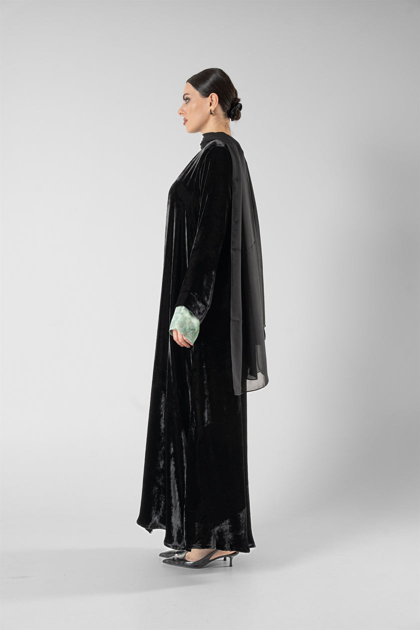 No.128 Floral Velvet Black