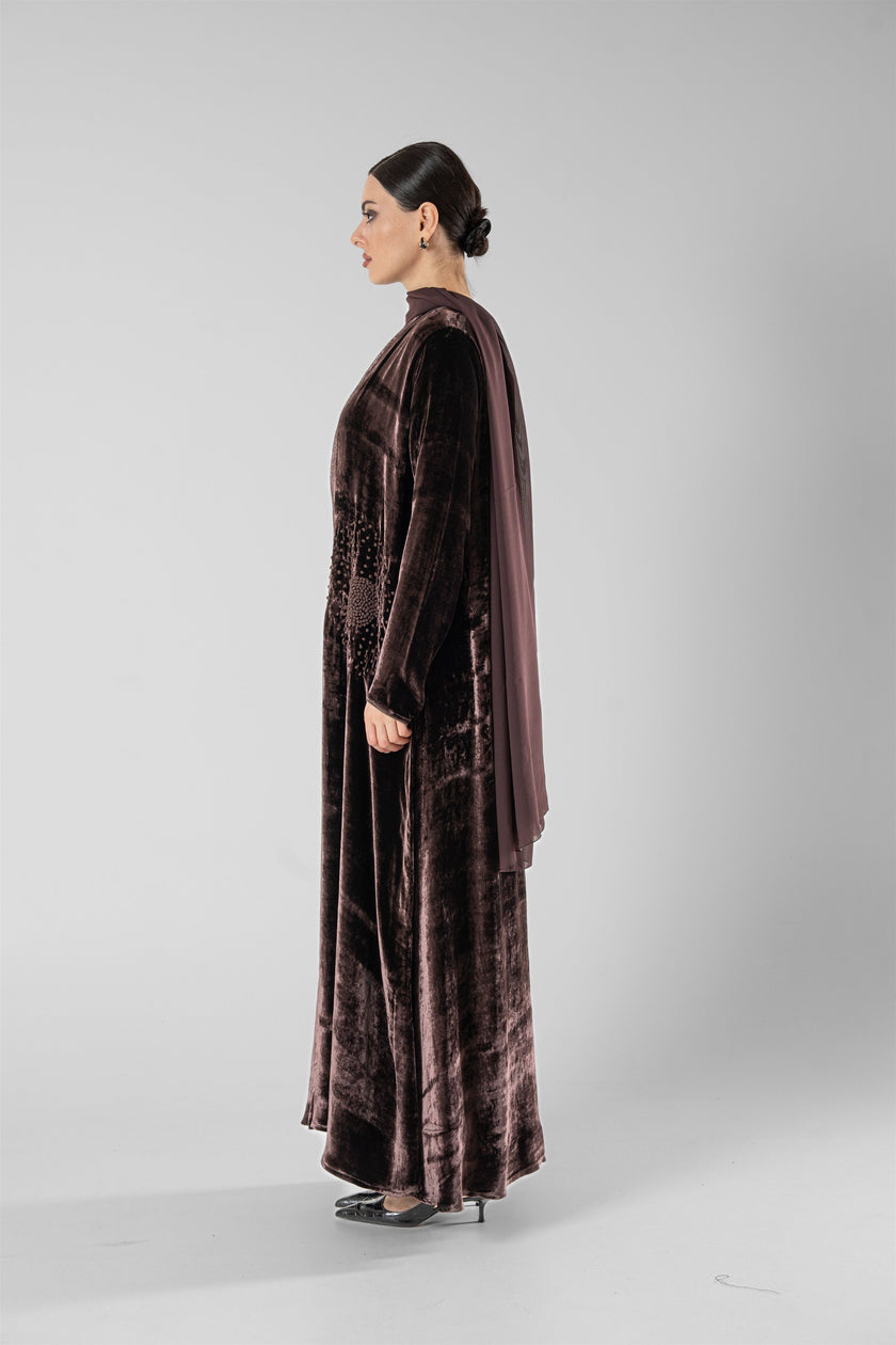 No.129 Velvet Embroidered Brown